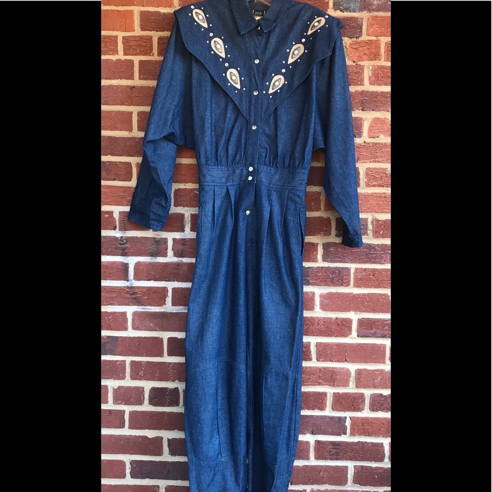Denim Jean 80’s Jumpsuit sz 8